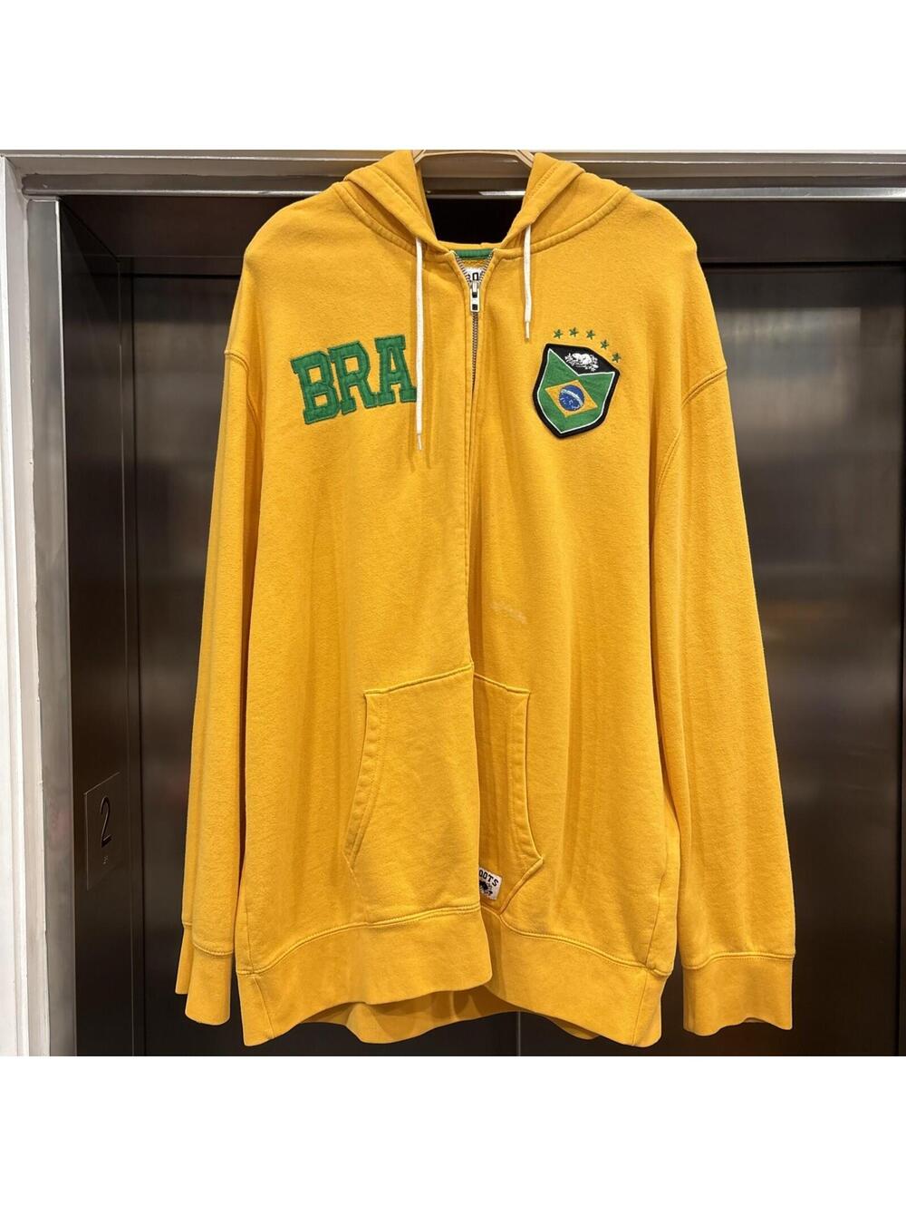Men’s Yellow And Green Brazil Roots team Zip Up Sweater